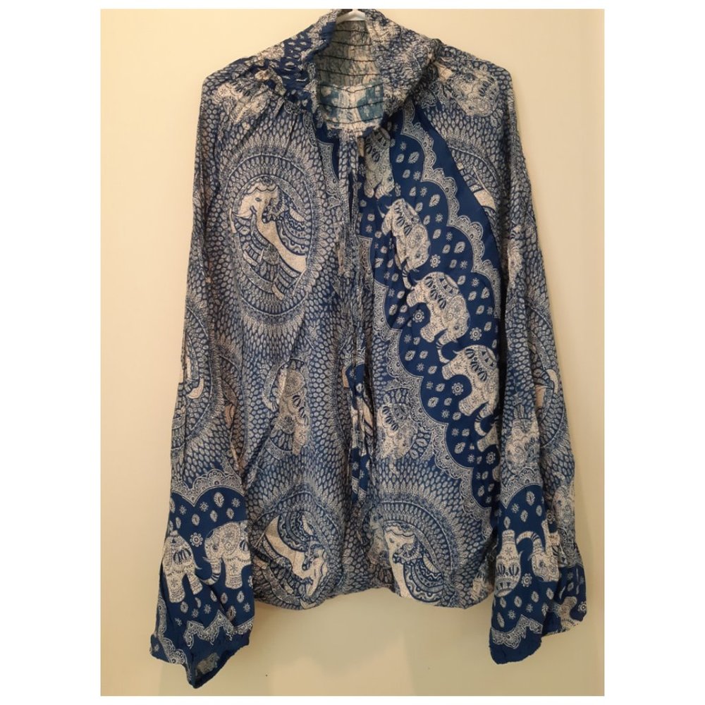 (L2)100% Rayon Harem Pants w/ elephants in circle